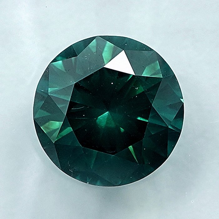 Diament - 1.02 ct - brylantowy - Fancy Intense Greenish Blue - SI2 (z nieznacznymi inkluzjami)