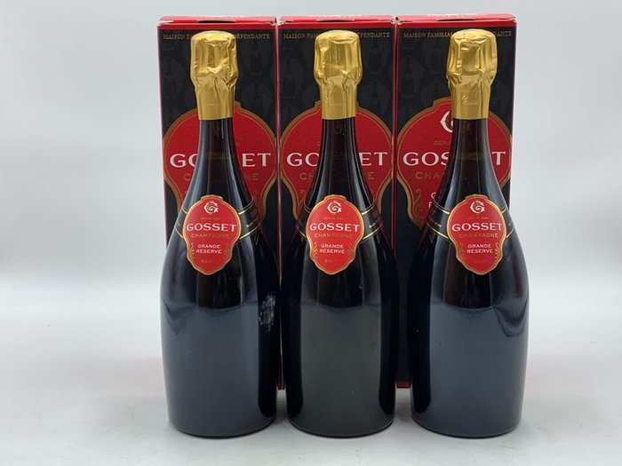 Gosset - "Grande Réserve", Brut - Champagne - 3 Flaschen (0,75 l)