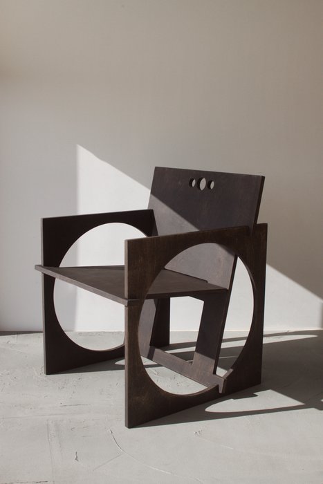 Edoardo Lietti Studio - 扶手椅子 - Sedia Tonda - 黑色 - 木