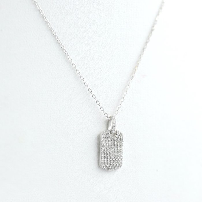 18 kt. White gold - Necklace with pendant - 0.33 ct Diamond