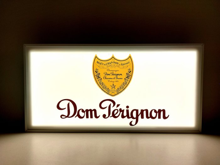 - Dom Perignon- Champagne - Opplyst skilt - - Dom Perignon- opplyst reklameskilt - Plast, Stål