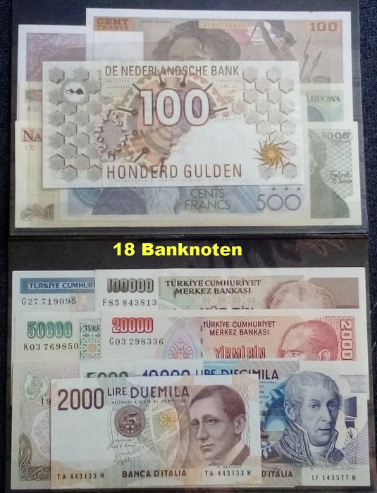 World - 18 banknotes - Various dates