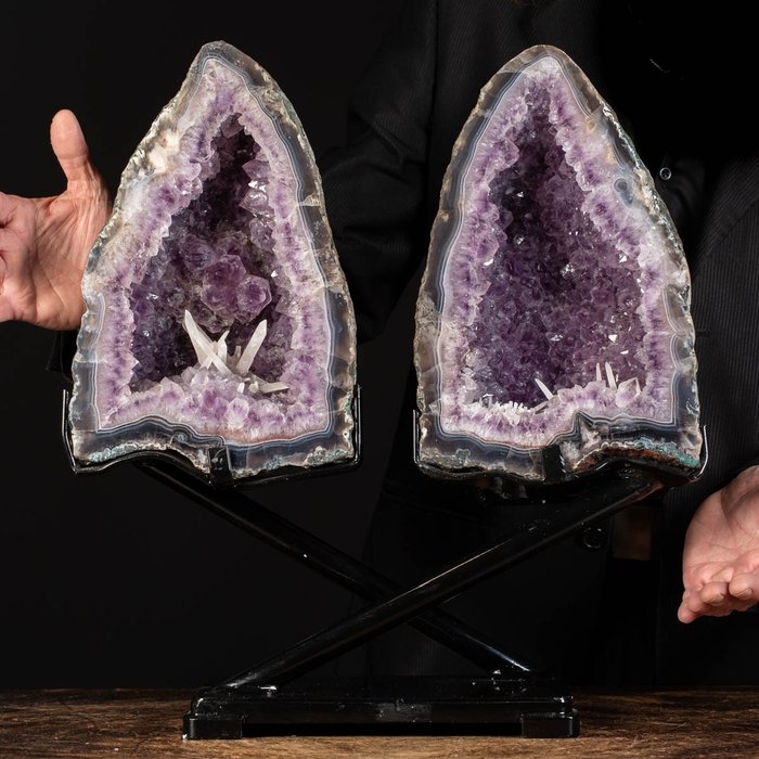 独家一对紫水晶 - 石英双子 - 米纳斯吉拉斯州 - 高度: 490 mm - 宽度: 445 mm- 16800 g