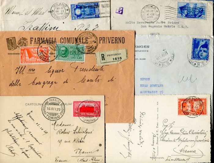 Olasz Királyság 1929/1941 - Válogatás a díjszabású, emlékiratokkal frankált dokumentumokból. - Sassone vari