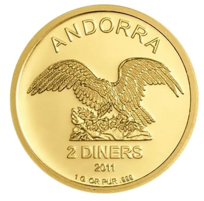 Andorra. 2 Diners 2011 Eagle, 1 g (.999)  (Sem preço de reserva)