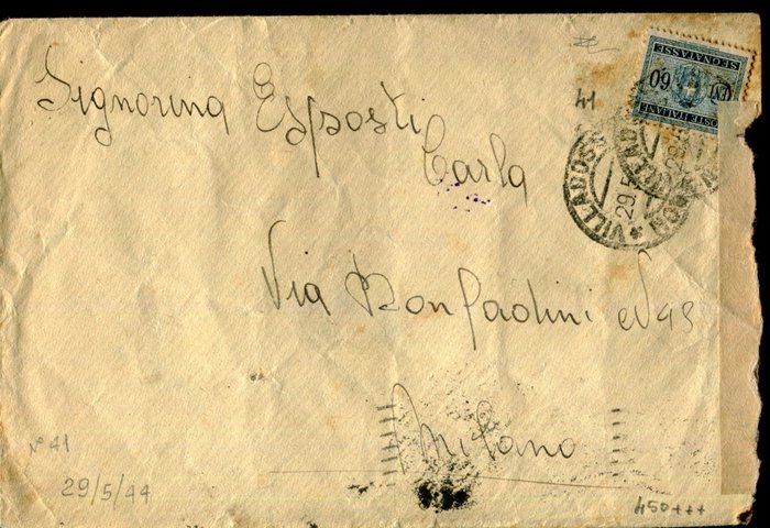 Republica Socială Italiană 1944 - Poștă de urgență în perioada RSI - Sassone Tasse 41.