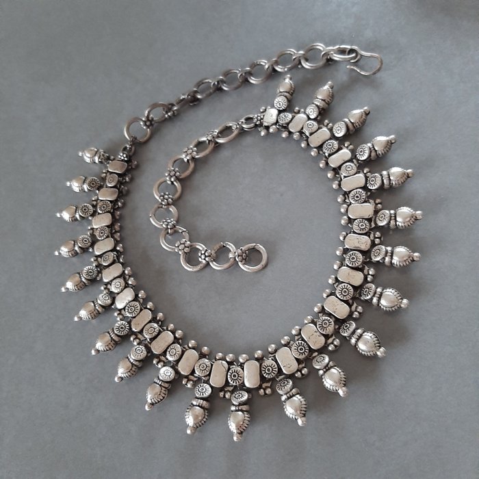 Vintage Tribal Silver Rajasthan Indian Choker Necklace – Anteeka