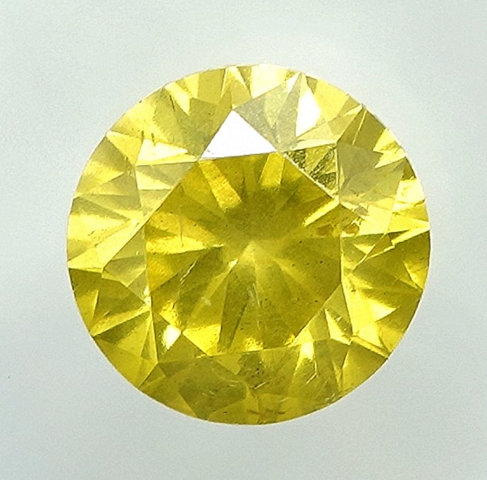 1 pcs Diament  (Poddany obróbce barwy)  - 1.00 ct - Fancy intense Żółty - I1 (z inkluzjami) - Raport gemmologiczny Antwerpia (GRA)