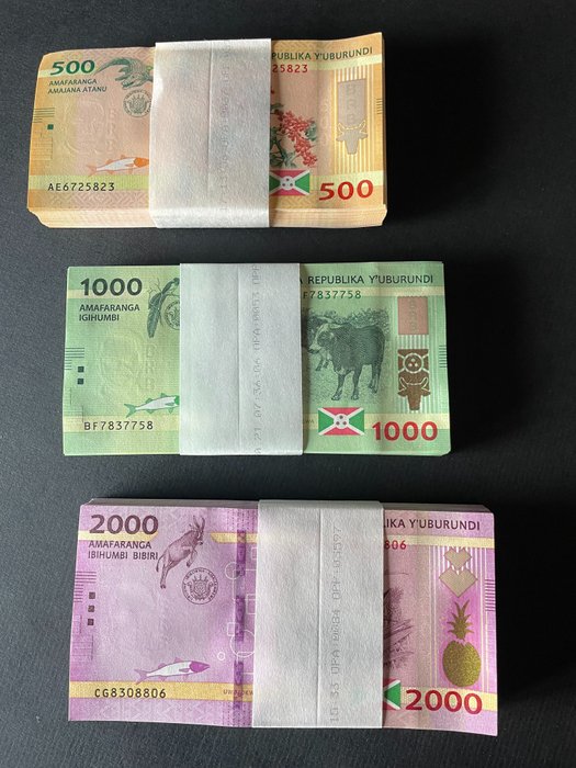 Burundi. - 100 x 500, 1000, 2000 Francs - various dates - Pick new