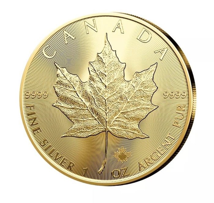 Kanada. 5 Dollars 2023 Maple Leaf - Gold veredelt, 1 Oz (.999)  (Ei pohjahintaa)
