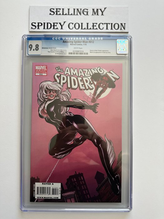 Amazing Spider-Man #612 - Electro, Mad Thinker, Black Cat Appearance - McGuinness Black Cat Variant - CGC Graded 9.8 - Extremely High Grade! - White Pages! - 1 Graded comic - Prima edizione - 2010 - CGC 9,8