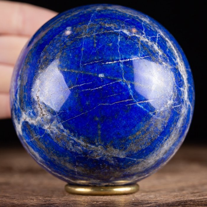 Lapis Lazuli gömb – első osztályú – Lapis Lazuli díszítőelem - Magasság: 100 mm - Szélesség: 100 mm- 1436 g