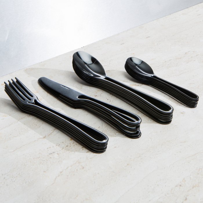 Maarten Baptist - Cutlery set (24) - Black OUTLINE cutlery ( PVD titanium coating ) - Dishwasher safe - pvd coated stainless steel
