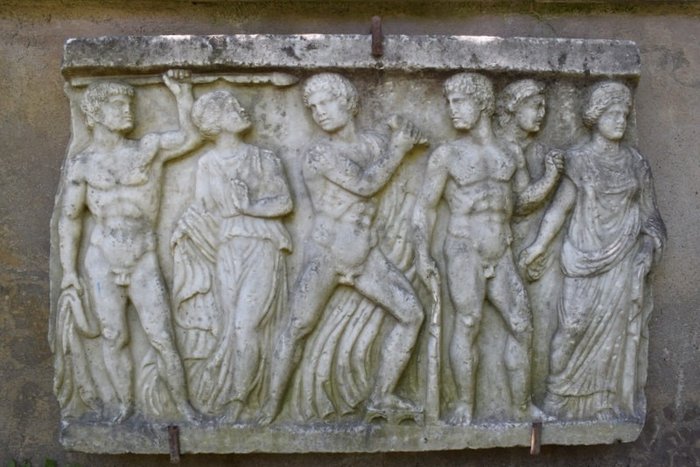 Groot Romeins/Grieks slagreliëf - 75 x 48 cm - Marmer - Eerste helft 20e eeuw