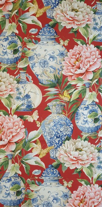 Eksklusivt orientalsk stof med antikke vaser - 300x280cm - rød - Tekstil - 280 cm - 0.02 cm