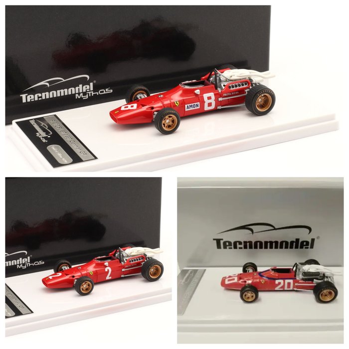 Tecnomodel 1:43 - 3 - Coche de carreras a escala - Lot 3pcs Ferrari 312 F1 season 1967 driver Chris Amon - MT43-13