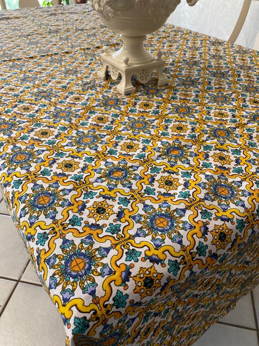 san leucio - Beautiful Mediterranean Moorish tile tablecloth - Textile  - 245 cm - 125 cm