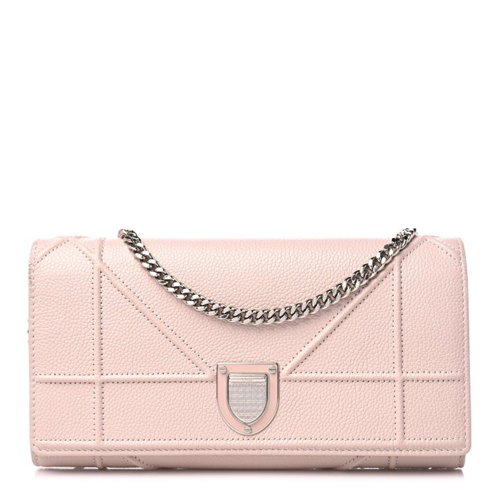 Wallet on chain diorama leather crossbody bag Dior Pink in Leather