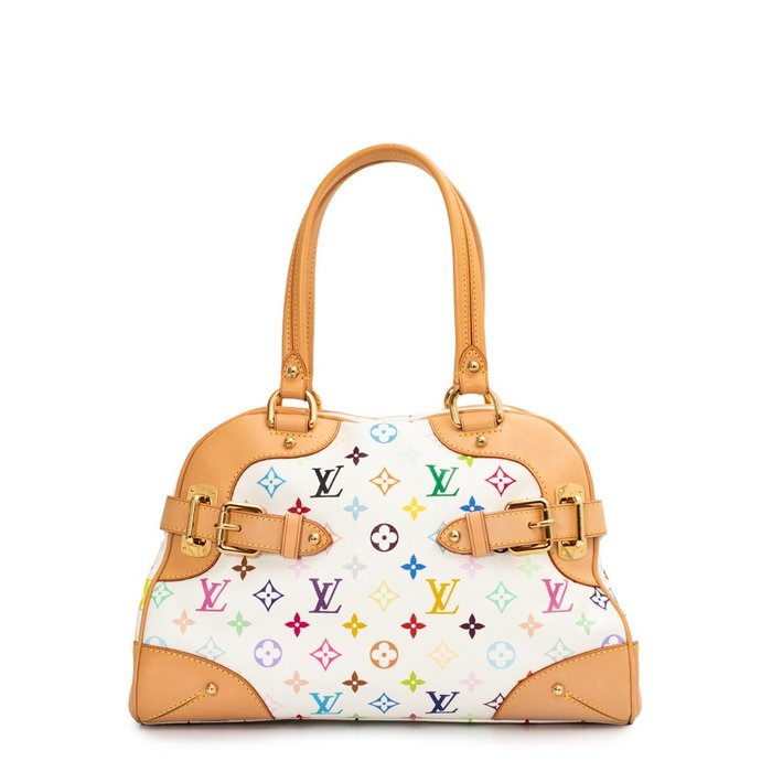 Louis Vuitton Alma Small Model Handbag in Multicolor and White