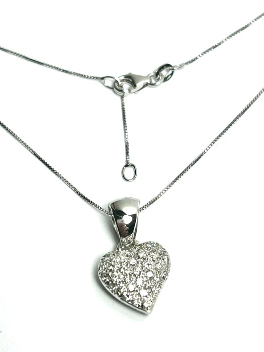 Necklace with pendant - 18 kt. White gold -  0.35ct. tw. Diamond  (Natural)