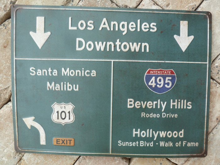 Sinal - Placa - Placa de rua de Los Angeles - Placa de rua feita nos EUA Califórnia - folha