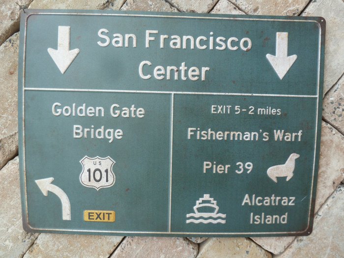 Reclamebord - Bord - San Francisco straatnaambord - Made in USA - Californië straatnaambord - laken
