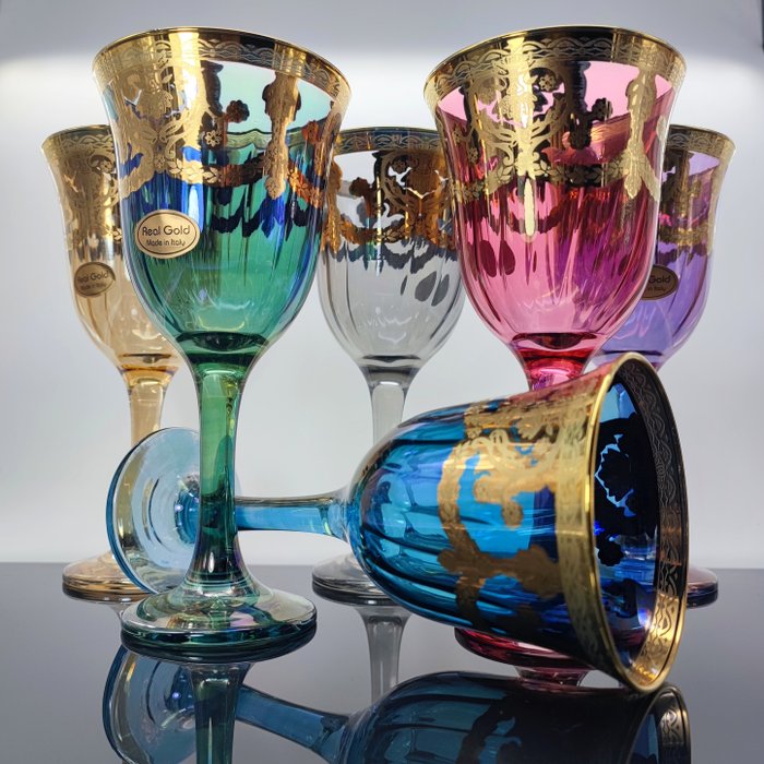 Secoloventesimo - 6 人用杯具組 (6) - 拉古納金盃 - .999 (24 kt) 黃金, 玻璃, 瑪瑙