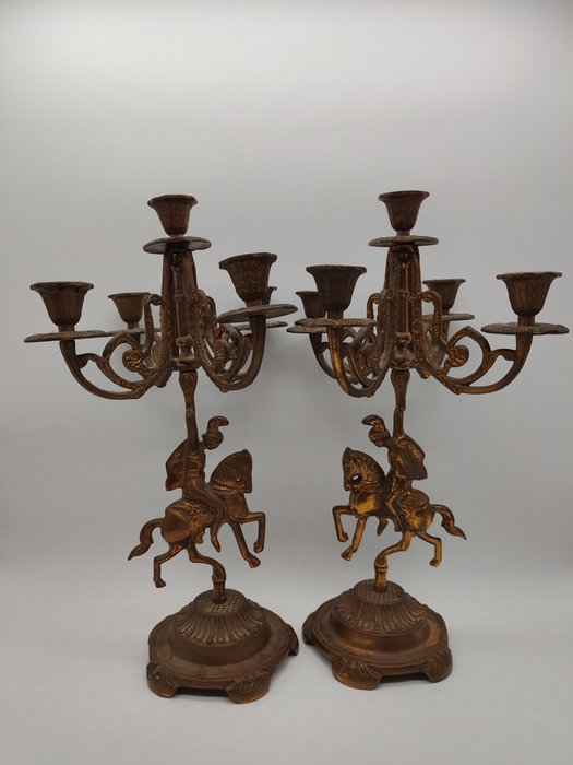 Kerzenständer (2) - Barock-Stil - Messing - 20. Jahrhundert
