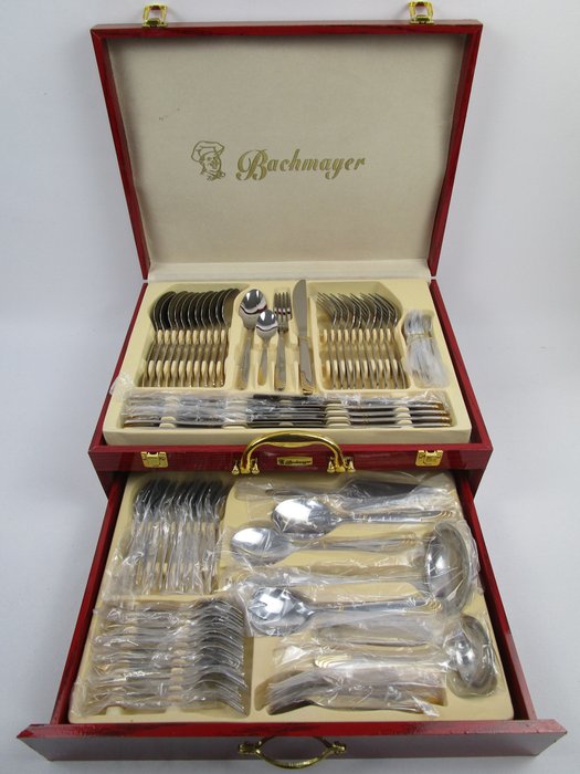 Very beautiful Pradel Excellence cutlery set with 1 drawer - 84 pieces -  12 people - Wooden box - Silver plated - Catawiki