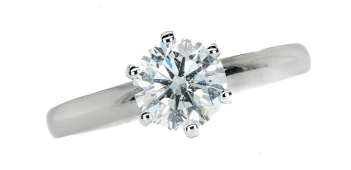 18 karaat Witgoud - Ring - 1.08 ct Diamant - G-kleur I1