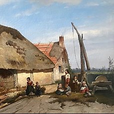 Jan Gerard Smits (1823-1910) – Spelende kinderen op boerenerf