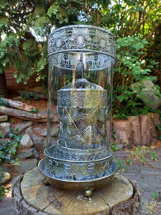 Lanterna - Lanterna a candela rotante - 34 cm - Metallo, Vetro