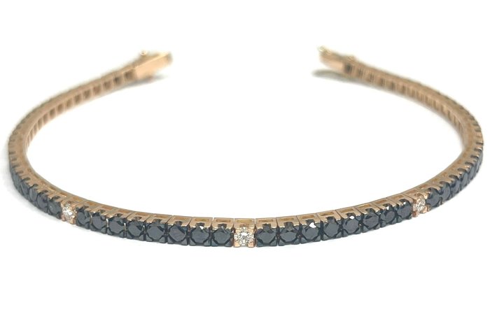 Tennis bracelet - 18 kt. Rose gold -  7.20 tw. Diamond  (Colour-treated) - Diamond 