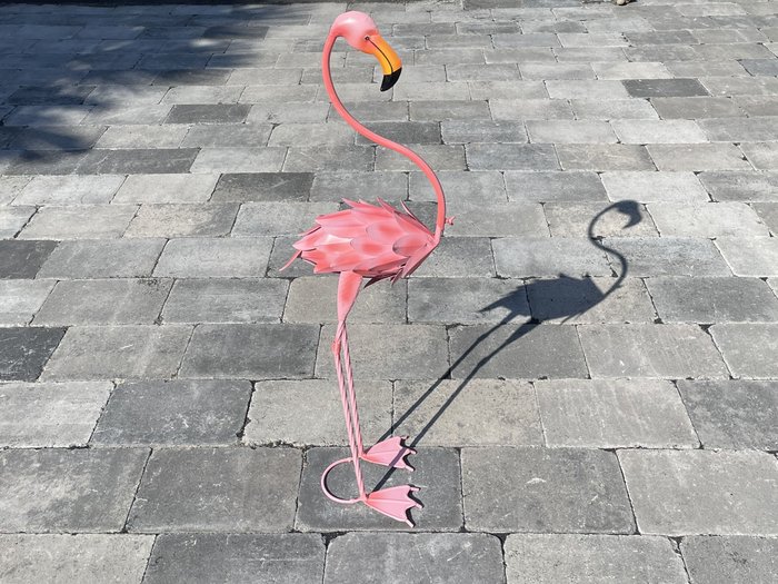 Flamingo garden statue 86 cm – metal / can