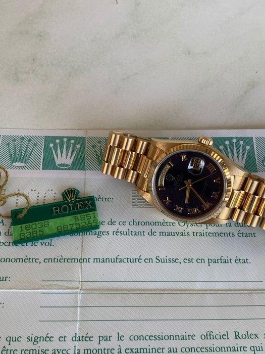 Rolex - Oyster Perpetual Day-Date - Ref. 18038 Aventurina - Man - 1980-1989  - Auctions | Auctionlab