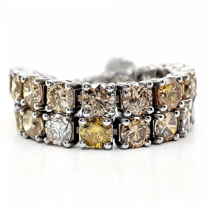 Zonder Minimumprijs - IGI Certified 9.55 Carat Fancy Diamonds - Armband Witgoud 