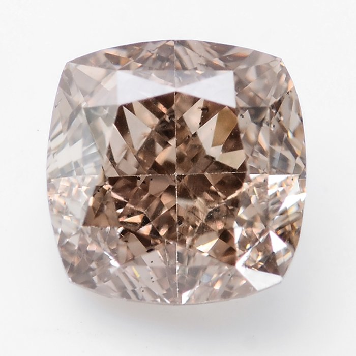 1 pcs 钻石 - 0.73 ct - 明亮型, 气垫改性辉煌 - Natural Fancy Brown - SI1 微内含一级