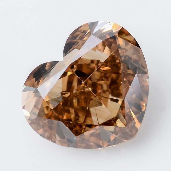 1 pcs Diamant - 0.65 ct - Coeur brillant - Natural Fancy Orangy Brown - SI2