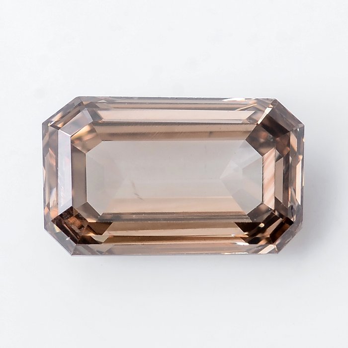 1 pcs Diament - 0.55 ct - brylantowy, Szmaragd - Natural Fancy Brown - SI2 (z nieznacznymi inkluzjami)