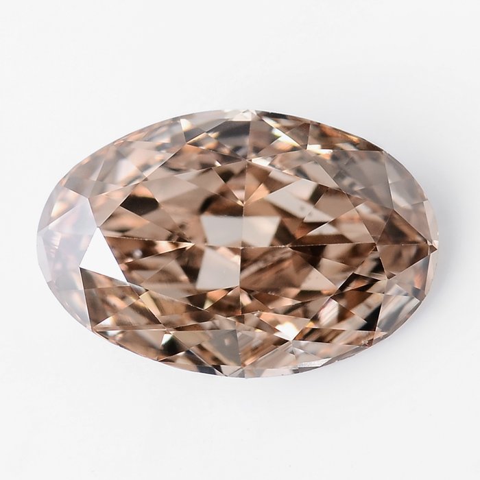 1 pcs Diamant - 0.72 ct - Brillant, Ovale Brillant - Natural Fancy Orangy Brown - VS1