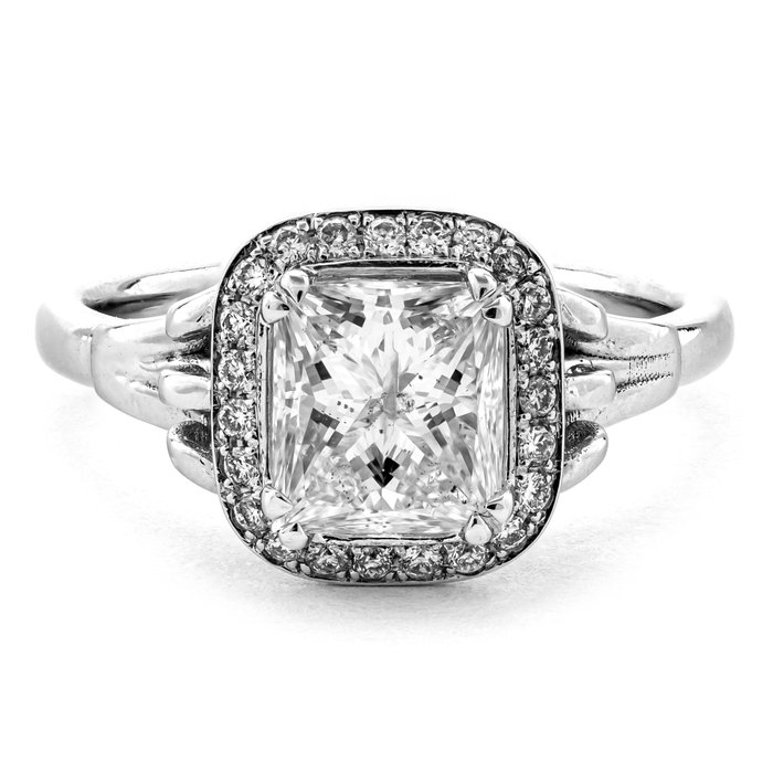 Ring - Hvidguld -  1.50ct. Rektangel Diamant - Diamant 
