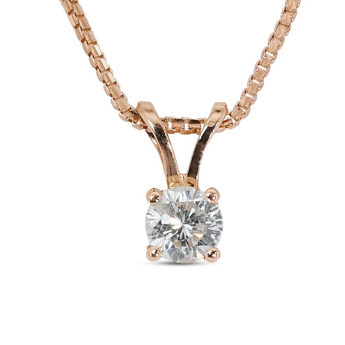 Ohne Mindestpreis Halskette mit Anhänger - Gelbgold -  0.25ct. Rund Diamant 