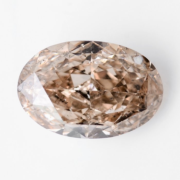 1 pcs 鑽石 - 0.50 ct - 明亮型, 橢圓形明亮式 - Natural Fancy Yellowish Brown - I1
