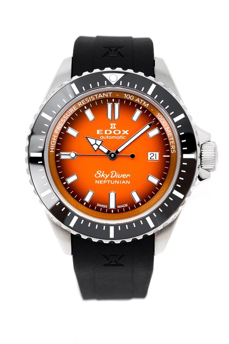 Edox - χωρίς τιμή ασφαλείας - Άνδρες - Neptunian Sky Diver Automatic Orange 80120-3NCA-ODN "NO RESERVE PRICE"