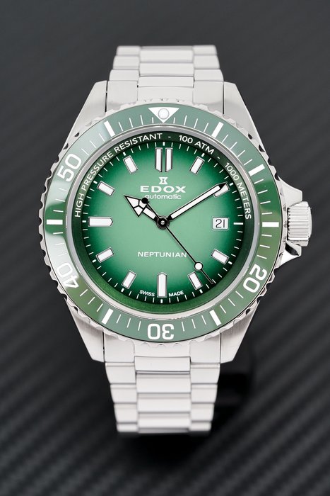 Edox - Bez ceny minimalnej
 - Mężczyzna - ZUPEŁNIE NOWY - Neptun Automatyczny Zielony „BEZ CENY REZERWOWEJ”