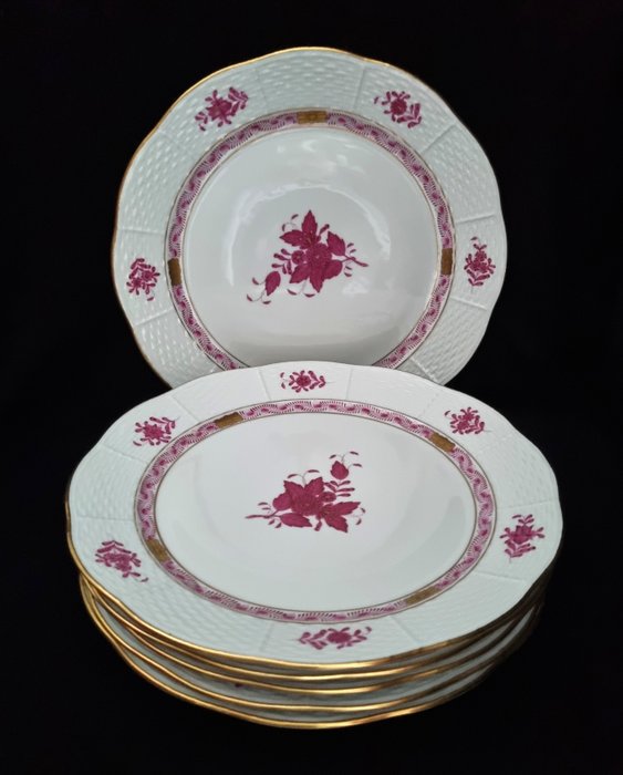 Herend - Table service - Appony purple. 6 x dinner plates approx. 25.5cm. - Porcelain