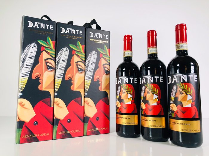 2015 Arnaldo Caprai 4Love Dante 700 Anv. Limited Edition - Sagrantino di Montefalco - Ούμπρια DOCG - 3 Bottles (0.75L)