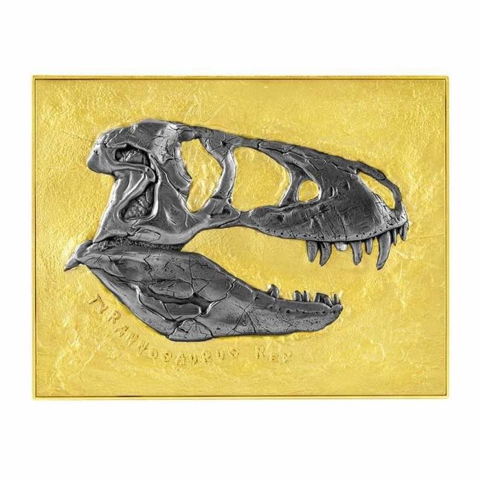 Τσαντ. 5000 Francs 2023 Tyrannosaurus Rex Fossil, 1 Oz Silber + 14 Oz Kupfer