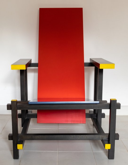 Gerrit Rietveld - Cassina - Lenestol (1) - Rød og blå stol