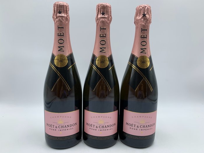 Moët & Chandon - Champán Rosé Impérial - 3 Botellas (0,75 L)